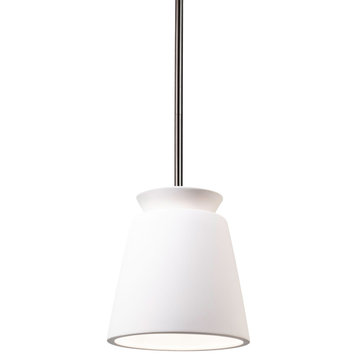 Small Trapezoid Pendant, Bisque, Brushed Nickel, Incandescent