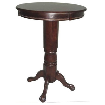 Bowery Hill Traditional Wood Pub Table with Claw and Ball Feet in Cappuccino