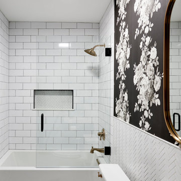 Classic Black & White Bathroom Remodel - Bathtub and Shower