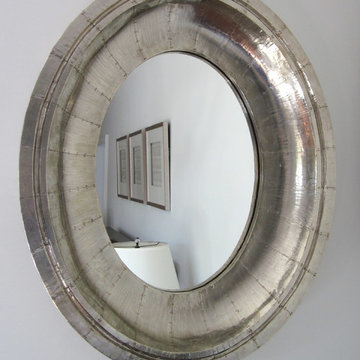 Water Mill master bedroom hammered silver mirror