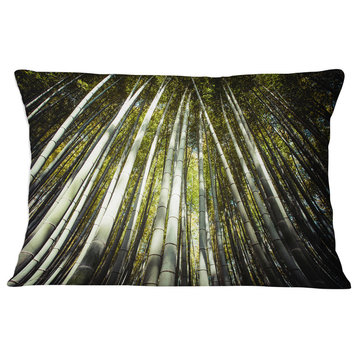 Long Bamboos in Bamboo Forest Forest Throw Pillow, 12"x20"