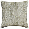 Ivory Gold Silk Marble, Textured Pintucks 22"x22" Throw Pillow Cover - Celestia
