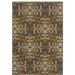 Newcastle Home - La Jolla Indoor and Outdoor Floral Gray and Gold Rug, 5'3"x7'6" - La Jolla is a fresh new collection of neutral ivory and cocoa with cool grays and blues and pops of bright gold. It is made of a machine-woven quality of easy-care polypropylene and the textural loop construction adds much surface interest. The colors are on trend with many new fabrics in today's market; from outdoor furniture to indoor throw pillows, they will add a touch of color and casual sophistication to any space.