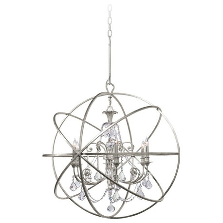 Solaris 6 Light Crystal Silver Sphere Chandelier