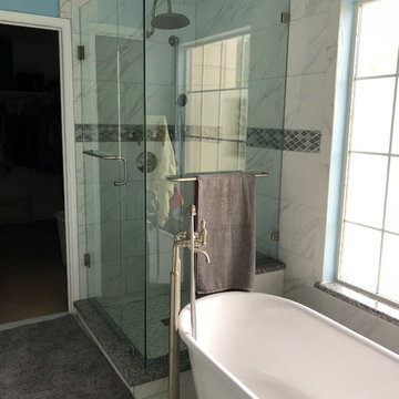 Glamorous bath remodel from builder basic