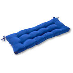 Greendale Home Fashions - Outdoor 44" Swing and Bench Cushion, Marine Blue - Enhance the look and feel of your patio furniture with this Greendale Home Fashions 44 inch outdoor swing/bench cushion. This cushion comes with string ties to keep the cushion firmly in place, and a circle tufted construction to prevent fill from shifting and bunching. Each cushion is overstuffed for extra comfort and durability with 100% recycled, post-consumer plastic bottles. Covered with a UV resistant, 100% polyester outdoor fabric, these cushions are resistant to water, stains, fading and mildew. A variety of colors and prints are available to enhance your outdoor decor.