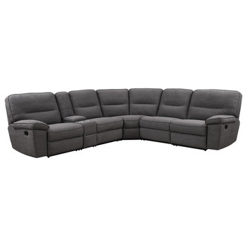Shannon 6Pc Modular Reclining Sectional Set, Charcoal Gray