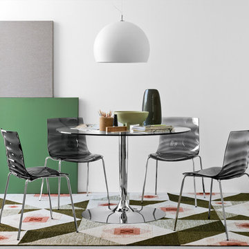 Planet 4005-V Round Table - Chromed Leg + Transparent Top