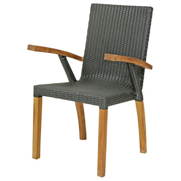Teak Wood Bali Outdoor Patio Dining Chair with All Weather Webbing