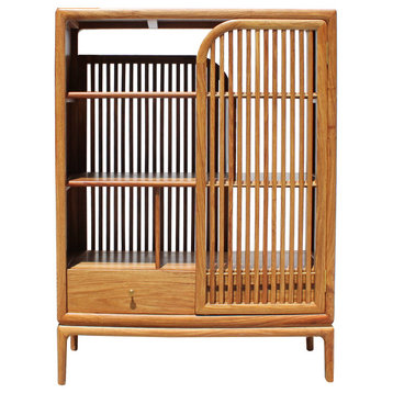 Huali Rosewood Minimalist Shutter Doors Bookcase Credenza Cabinet Hcs5839