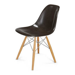 Eames-style DSX Fiberglass Shell Chair, Charcoal Shell, Dowel Base - Armchairs And Accent Chairs