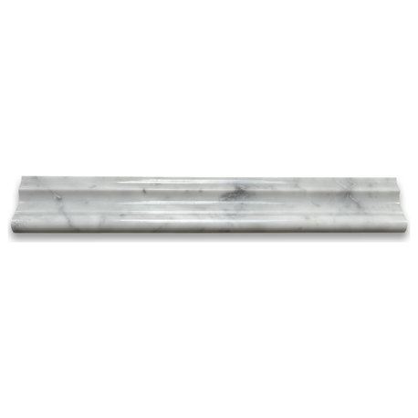 Carrara Marble Venato Carrera Chair Rail Trim Molding Polished 2x12, 1 piece