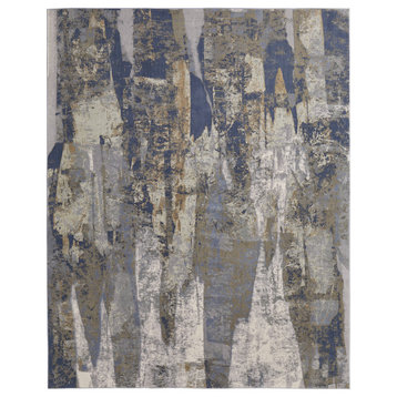 Takara Modern Abstract, Blue/Gray/Tan, 5'x7'6" Area Rug