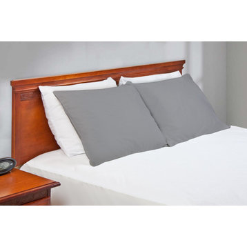 A1HC 100% Organic Cotton Pillowcase Pair 300TC GOTS Certified, Dark Grey, King (