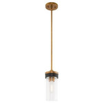 Livex Lighting - Livex Lighting 41071-26 Buttonwood - 1 Light Mini Pendant - Inspired by industrial and farmhouse style lightinButtonwood 1 Light M Aged Gold Clear GlasUL: Suitable for damp locations Energy Star Qualified: n/a ADA Certified: n/a  *Number of Lights: 1-*Wattage:60w Medium Base bulb(s) *Bulb Included:No *Bulb Type:Medium Base *Finish Type:Aged Gold