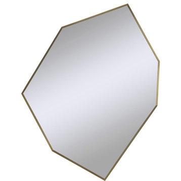 Devika Wall Mirror, Clear and Satin Brass