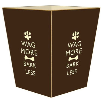 Wag More Bark Less Brown Wastepaper Basket