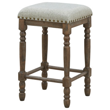 Brittany Deluxe Linen Upholstered Seat Stools w/Nailhead Trim