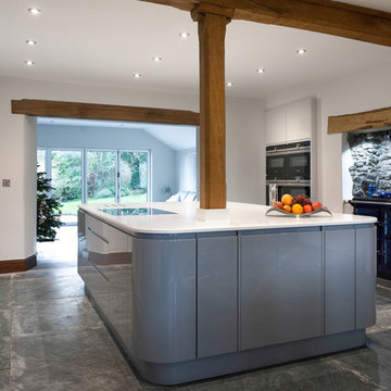 Stunning Open plan light grey and dusk grey kitchen