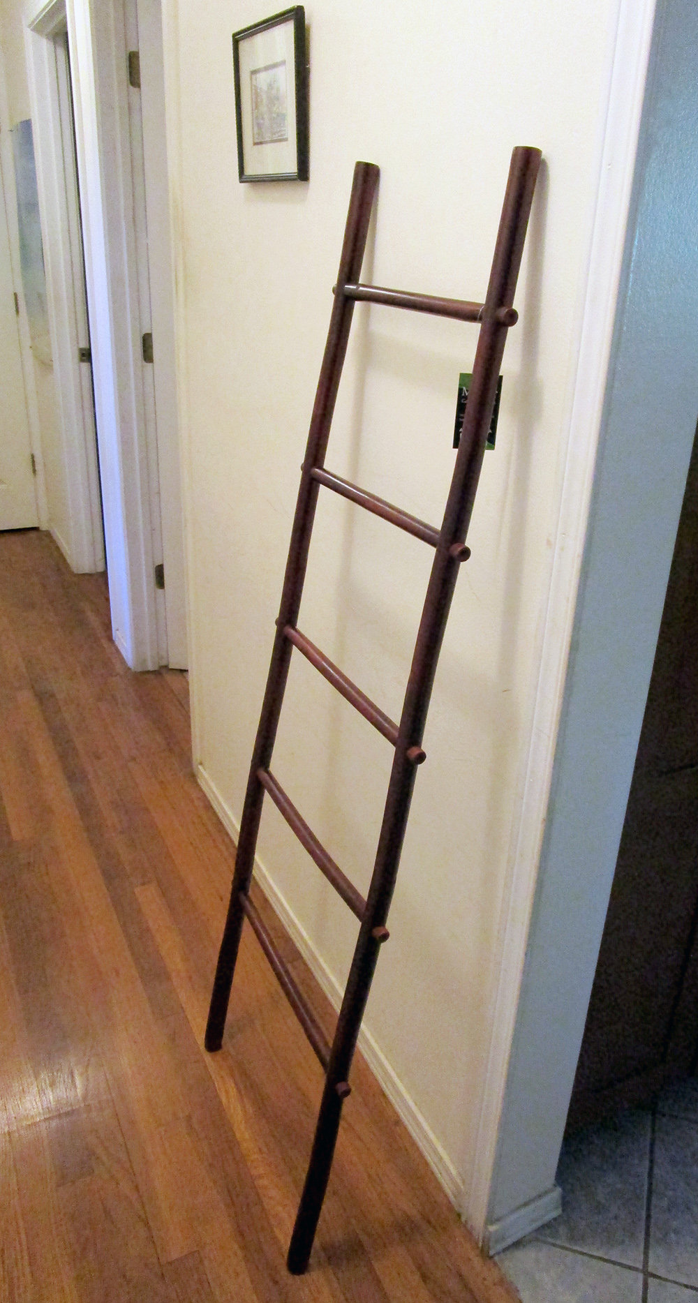 60" Bamboo Ladder Rack, Rosewood, Rosewood