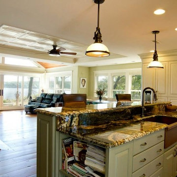 Waterfront Home - reclaimed heart pine flooring
