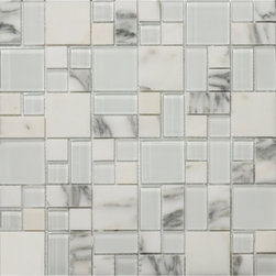 unico pattern mosaic collection: speckled cream 13"x13" - Tile