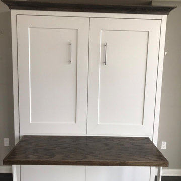 Custom Built Vertical Queen Murphy Bed with Built-In, Drop-Down Desk