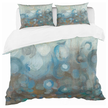 Blue and Bronze Dots On Glass I Duvet Cover Set, Twin