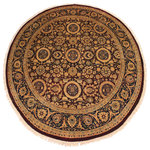 Bareen's Designer Rugs - Antique Agra Tabriz Vegetable Dye Hermelin Red Blue Wool Rug - 7'11 x 8'0 - Designed with mesmerizing intricacy and gorgeous color palette, this hand-knotted masterpiece demonstrates the beauty and electrifying thrill of Pak Persian art. These meticulously handcrafted Pak-Persian rug is made with pure wool and features breathtaking traditional and transitional designs in beautiful lush color pallet. Known for their intricate designs these rugs are a reproduction of Persian rugs, made in Pakistan with unique Mughal designs. Made by master weavers using the same Persian texture, design and dying technique, we wanted to create the most significant manifestation of the Persian art, life and culture. This rug is most famous for its exceptional quality, incredible designs, patterns and vibrant rich color. Pak-Persian rugs made with Persian weave with high knot counts, which enables the high intricacy and detail found in the patterns are also referred to as State of art, each color adds a rich beautiful detail in the artwork of this rug. The design, color and beautiful chromatic composition with a vibrant sheen with traditional and transitional designs, exude beauty, elegance and quality make this rug a masterpiece of its own.