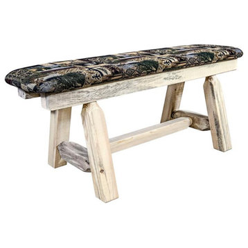 Montana Woodworks Homestead 45" Upholstery Wood Plank Style Bench in Natural