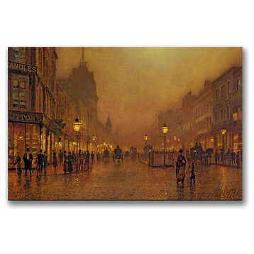 'A Street at Night' Canvas Art by John Grimshaw