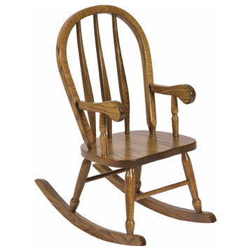 Amish Made Oak Child's Spindle Back Rocker, Seely Stain
