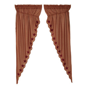Primitive Curtains Cody Star Prairie Panel Rod Pocket Cotton Set