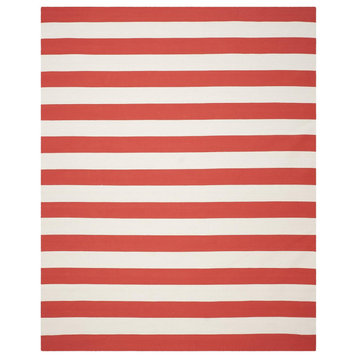 Contemporary Area Rug, Hand Woven Nautical Stripe Patterned Cotton