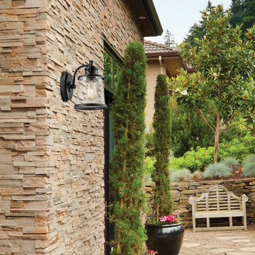 Charlie LED Outdoor Wall Sconce, Oil Rubbed Bronze Finish, Clear Seeded Glass Sh