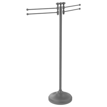 Towel Stand with 4 Pivoting Swing Arms, Matte Gray
