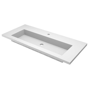48" Capistrano Vanity Top with Integral Sink, Pearl, Single Faucet Hole