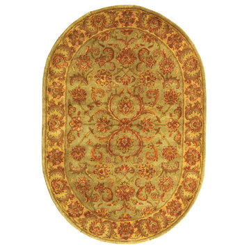 Safavieh Heritage Collection HG811 Rug, Green/Gold, 4'6" X 6'6" Oval
