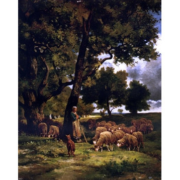 Charles Emile Jacque The Shepherdess and Her Flock Wall Decal