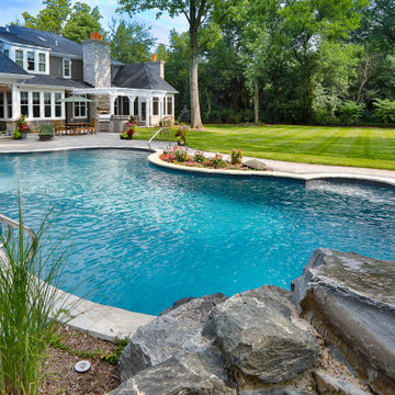 Naperville, IL Freeform Swimming Pool with Raised Hot Tub