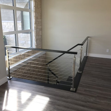 Closed Maple Stairs with Cable Railing