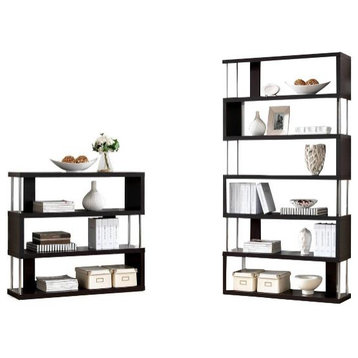 Home Square 2 Piece Bookcase Set with 3 Shelf and 6 Shelf Bookcase in Dark Brown