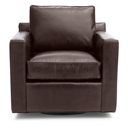 Crate&Barrel - Davis Leather Swivel Chair (Libby) - Armchairs And Accent Chairs