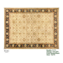 H.A.G. Hand Knotted Carpet 11/11 Quality Beige/Black - Floor Rugs