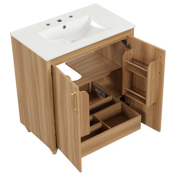 TATEUS Stylish Bathroom Furniture with Solid Wood Frame and Ceramic Sink
