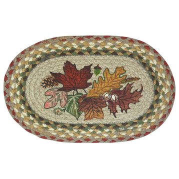 Autumn Leaves Hand Printed Oval Sample Rug