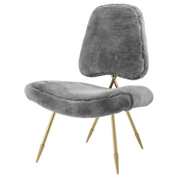 Modern Urban Living Accent Chair, Metal Steel Skin, Gray