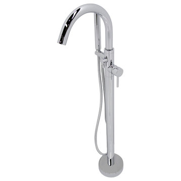 ANZZI Kros Series 2-Handle Freestanding Faucet with Hand Shower, Polished Chrome