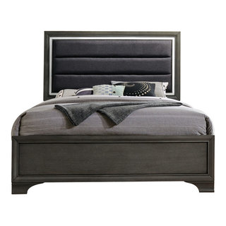 Sonata Upholstered Panel Bed Queen Gray Wood Modern