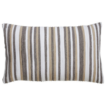 Pleated Throw Pillow With Down Filling, 14"x23", Multi